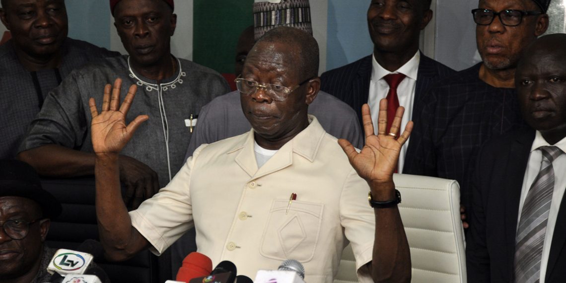 APC will bounce back stronger, says Oshiomhole •Suspended national officers recalled •All suits to be withdrawn from courts •Ajimobi, Chukwuma take NWC seats •Oshiomhole, Giadom embrace at meeting •National Secretary Bulama absent